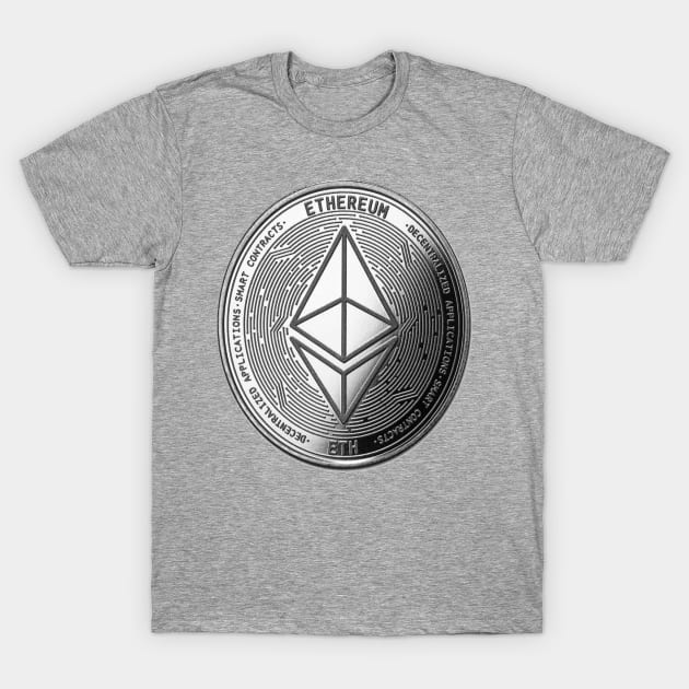 Silver Ethereum T-Shirt by ompongeth